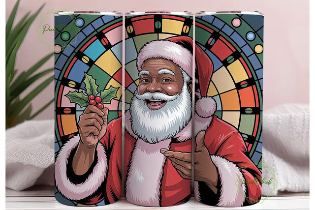 Stained Glass Santa Tumbler Wrap Sublimation PixelChick 