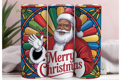Stained Glass Santa Tumbler Wrap Sublimation PixelChick 