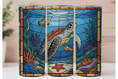 Stained Glass Sea Turtle 20oz Tumbler Sublimation PixelChick 