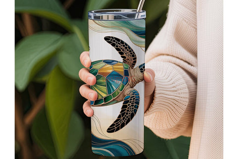 Stained Glass Sea Turtles 20oz Tumbler Sublimation DesignSVG 