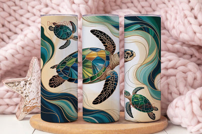 Stained Glass Sea Turtles 20oz Tumbler Sublimation DesignSVG 