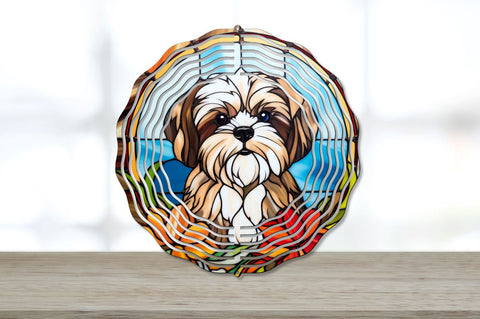 Stained Glass Shih Tzu Dog Wind Spinner Sublimation Bundle Sublimation Regulrcrative 
