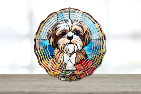 Stained Glass Shih Tzu Dog Wind Spinner Sublimation Bundle Sublimation Regulrcrative 