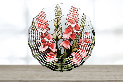 Stained Glass Snapdragon Flowers Wind Spinner Sublimation Regulrcrative 