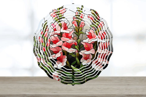 Stained Glass Snapdragon Flowers Wind Spinner Sublimation Regulrcrative 