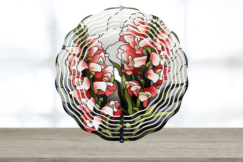 Stained Glass Snapdragon Flowers Wind Spinner Sublimation Regulrcrative 
