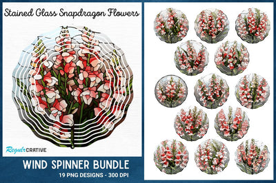 Stained Glass Snapdragon Flowers Wind Spinner Sublimation Regulrcrative 