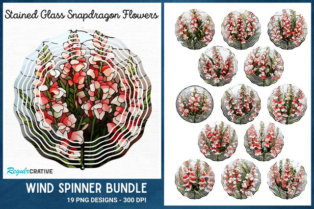 Stained Glass Snapdragon Flowers Wind Spinner Sublimation Regulrcrative 