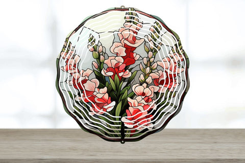 Stained Glass Snapdragon Flowers Wind Spinner Sublimation Regulrcrative 