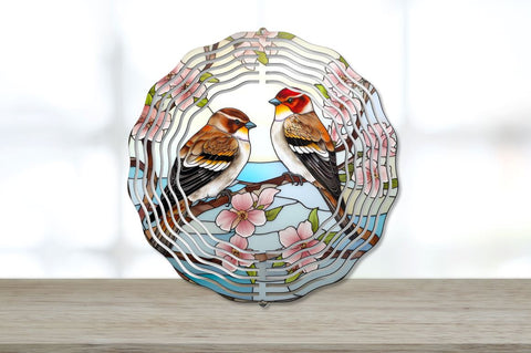 Stained Glass Snow Bunting Apple Blossom Wind Spinner Bundle Sublimation Regulrcrative 