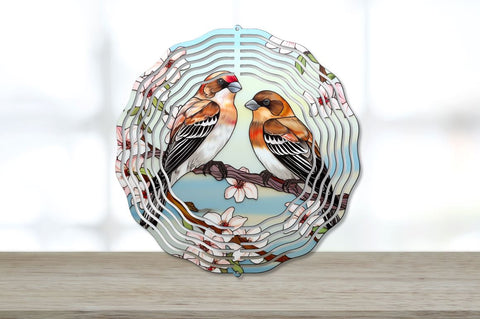 Stained Glass Snow Bunting Apple Blossom Wind Spinner Bundle Sublimation Regulrcrative 