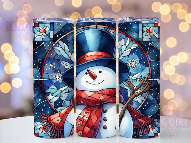 Stained Glass Snowman 20oz Tumbler Wrap Sublimation Design, Straight Tapered Tumbler Wrap, Christmas Snowman Tumbler Png, Instant Digital Download Sublimation SvggirlplusArt 