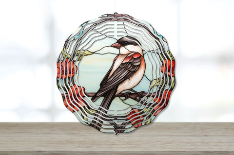 Stained Glass Sparrow Bird Wind Spinner Bundle Sublimation Regulrcrative 
