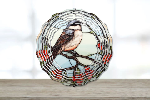 Stained Glass Sparrow Bird Wind Spinner Bundle Sublimation Regulrcrative 