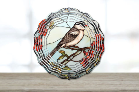 Stained Glass Sparrow Bird Wind Spinner Bundle Sublimation Regulrcrative 