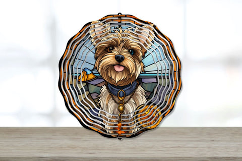 Stained Glass Steampunk Yorkshire Terrie Wind Spinner Bundle Sublimation Regulrcrative 