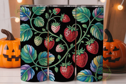 Stained Glass Strawberry Tumbler Wrap Sublimation PixelChick 