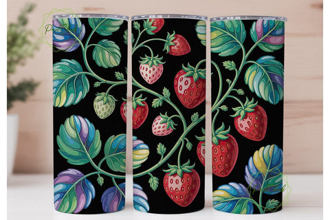 Stained Glass Strawberry Tumbler Wrap Sublimation PixelChick 