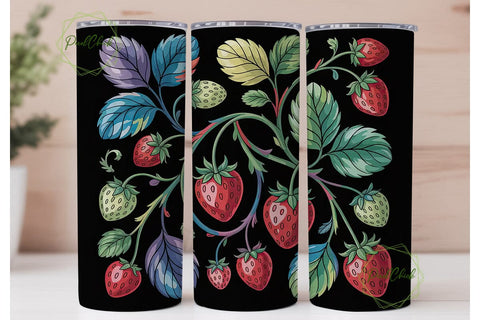 Stained Glass Strawberry Tumbler Wrap Sublimation PixelChick 
