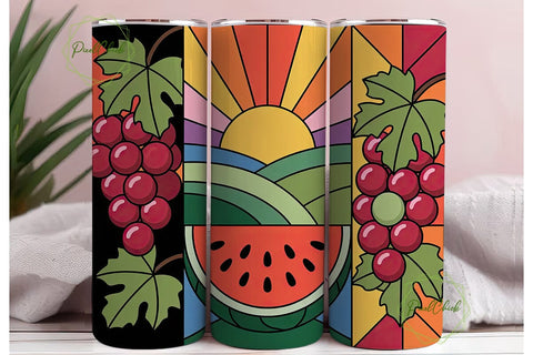 Stained Glass Summer Fruits 20oz Tumbler Sublimation PixelChick 