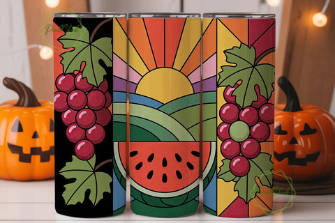 Stained Glass Summer Fruits 20oz Tumbler Sublimation PixelChick 