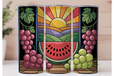 Stained Glass Summer Fruits 20oz Tumbler Sublimation PixelChick 