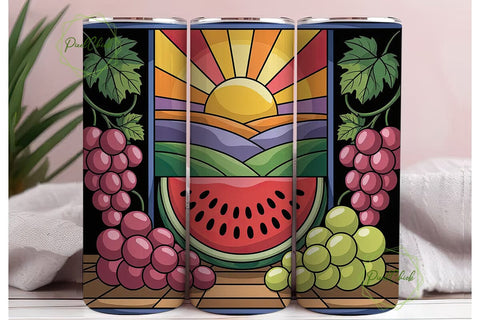 Stained Glass Summer Fruits 20oz Tumbler Sublimation PixelChick 