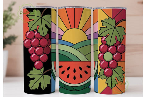 Stained Glass Summer Fruits 20oz Tumbler Sublimation PixelChick 