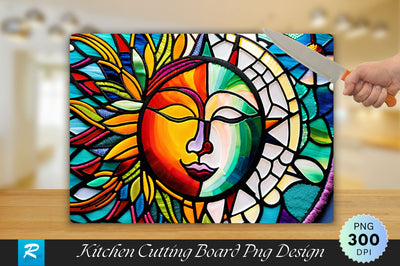 Stained Glass Sun Moon Cutting Board Sublimation Regulrcrative 