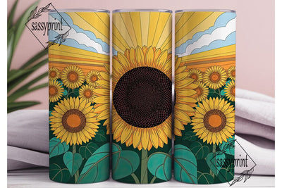 Stained Glass Sunflower Field Tumbler Sublimation sassyprint 