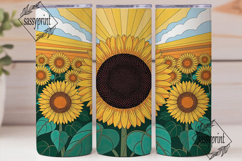 Stained Glass Sunflower Field Tumbler Sublimation sassyprint 
