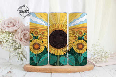 Stained Glass Sunflower Field Tumbler Sublimation sassyprint 