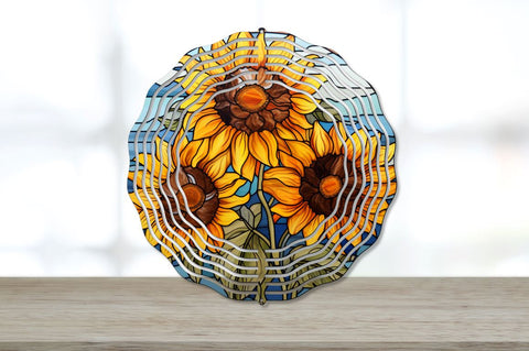 Stained Glass Sunflower Flowers Wind Spinner Sublimation Bundle Sublimation Regulrcrative 