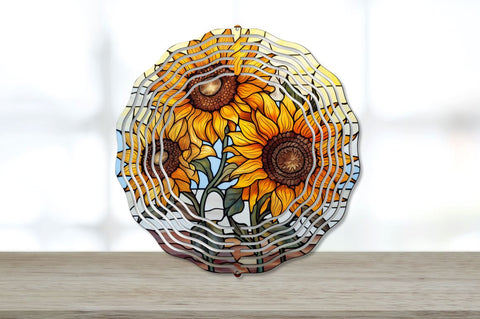 Stained Glass Sunflower Flowers Wind Spinner Sublimation Bundle Sublimation Regulrcrative 