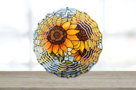 Stained Glass Sunflower Flowers Wind Spinner Sublimation Bundle Sublimation Regulrcrative 