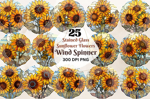 Stained Glass Sunflower Flowers Wind Spinner Sublimation Bundle Sublimation Regulrcrative 