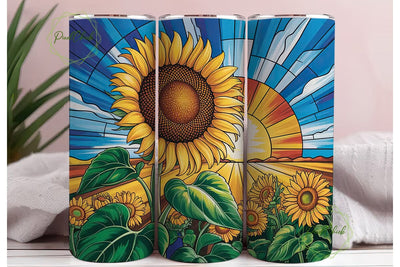 Stained Glass Sunflower Tumbler Wrap Sublimation PixelChick 