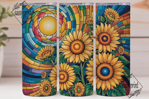 Stained Glass Sunflowers 20oz Tumbler Sublimation sassyprint 