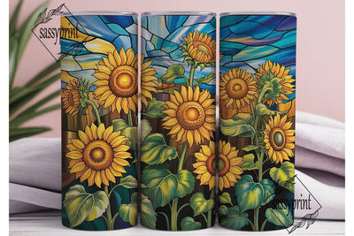Stained Glass Sunflowers 20oz Tumbler Sublimation sassyprint 