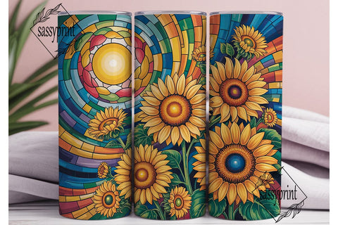 Stained Glass Sunflowers 20oz Tumbler Sublimation sassyprint 