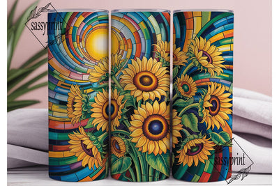 Stained Glass Sunflowers 20oz Tumbler Sublimation sassyprint 