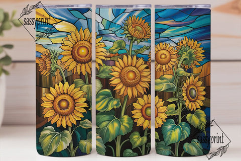 Stained Glass Sunflowers 20oz Tumbler Sublimation sassyprint 