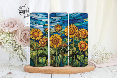 Stained Glass Sunflowers 20oz Tumbler Sublimation sassyprint 