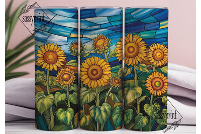 Stained Glass Sunflowers 20oz Tumbler Sublimation sassyprint 