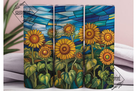 Stained Glass Sunflowers 20oz Tumbler Sublimation sassyprint 