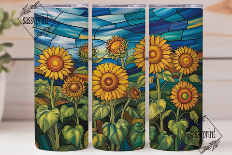Stained Glass Sunflowers 20oz Tumbler Sublimation sassyprint 