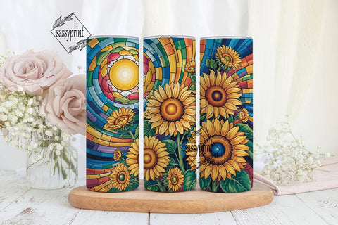Stained Glass Sunflowers 20oz Tumbler Sublimation sassyprint 