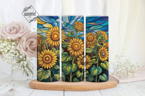 Stained Glass Sunflowers 20oz Tumbler Sublimation sassyprint 