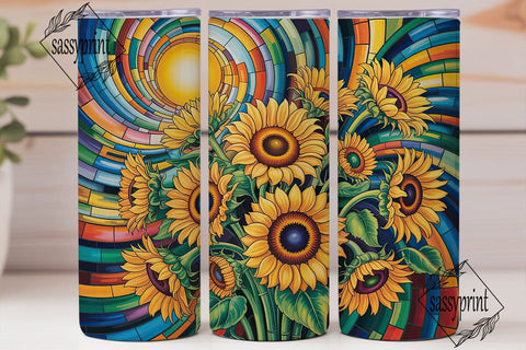Stained Glass Sunflowers 20oz Tumbler Sublimation sassyprint 