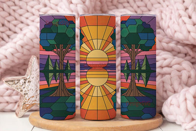 Stained Glass Sunset 20oz Tumbler Wrap Sublimation DesignSVG 